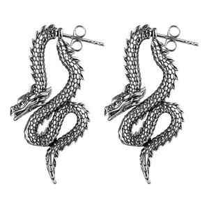 HZMAN Retro Dragon Earrings in Silver